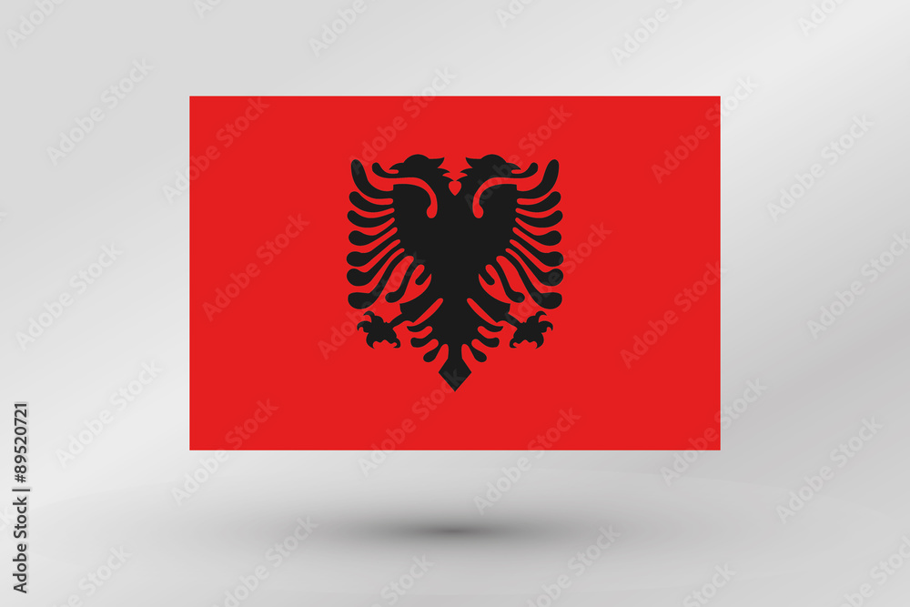 3D Isometric Flag Illustration of the country of Albania 3D Isometric Flag Illustration of the country of Albania