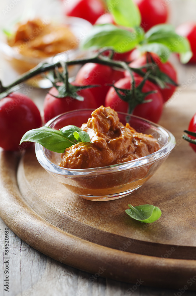 Red pesto of Sicily with tomato and basil Red pesto of Sicily with tomato and basil