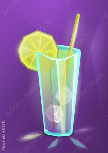 Vector illustration of summer cocktail, lemonade or juice