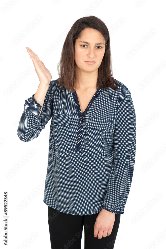 Beautiful women doing different expressions in different sets of clothes: be careful Beautiful women doing different expressions in different sets of clothes: be careful