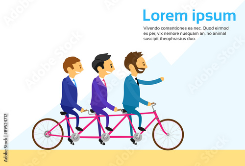 Businesspeople Team Riding Bicycle Tandem Bike Flat
