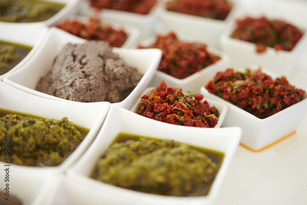 Fototapeta premium sauces and snacks at the buffet