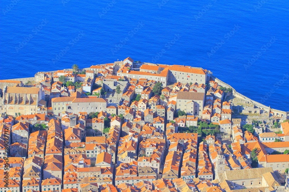 Dubrovnik town and blue sea