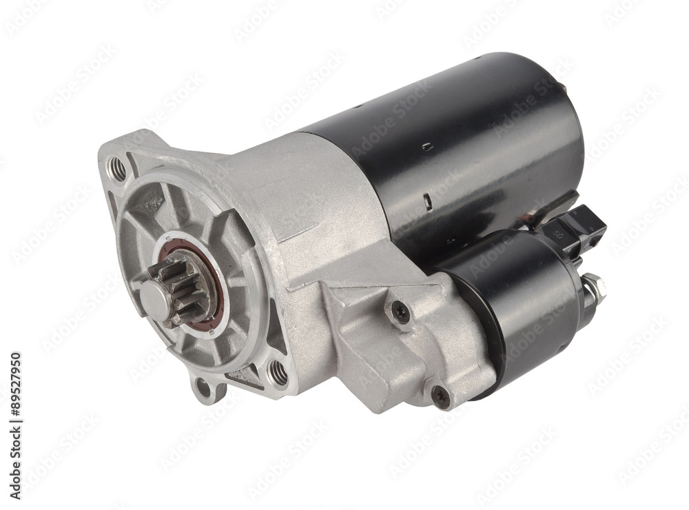 Spare parts - car starter on a white background