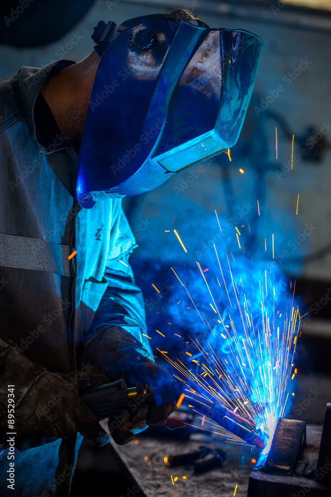 Welder with protective mask
