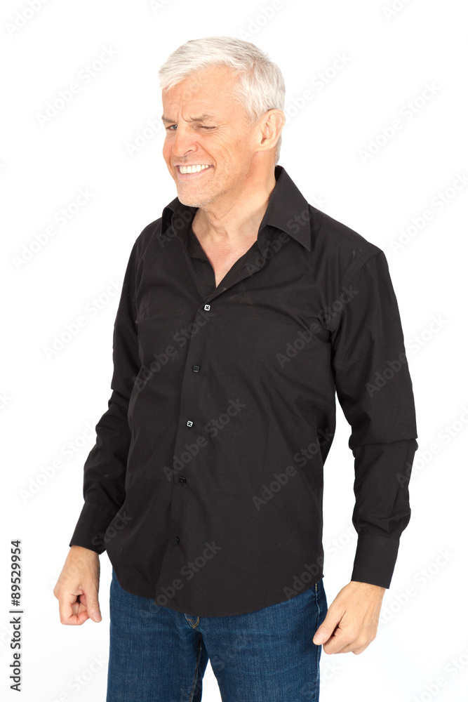 Handsome man doing different expressions in different sets of clothes: blinking Handsome man doing different expressions in different sets of clothes: blinking