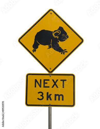 Canvas Print Watch out for koalas in next 3 km roadsign