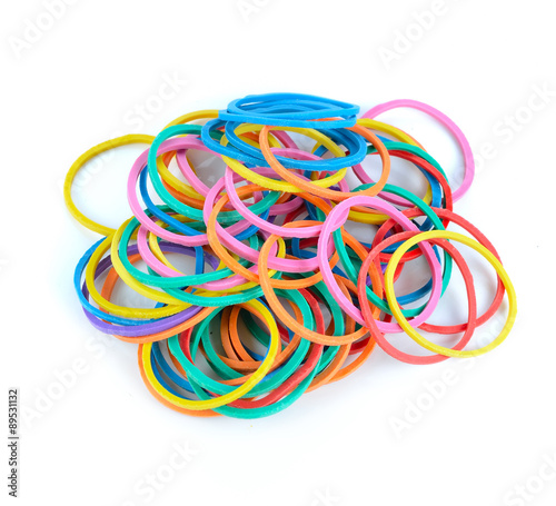 colorful elastic rubber bands isolated on a white background