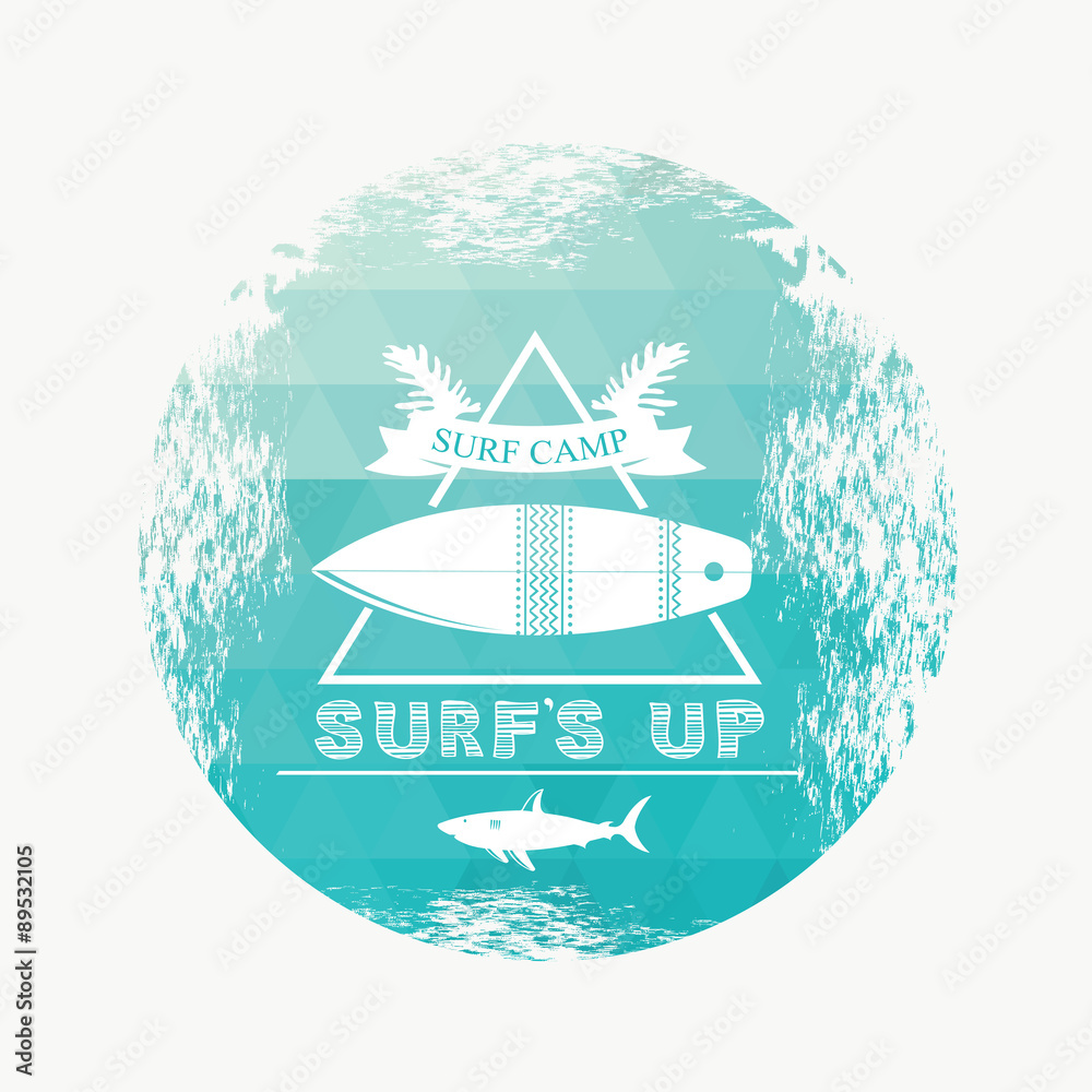 Surfing summer icon, vector label. Surfing summer icon, vector label.