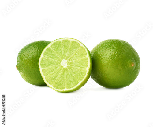 Served lime fruit composition isolated over the white background