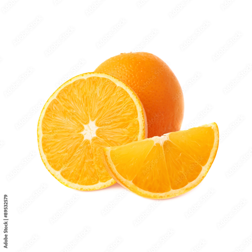 Fototapeta premium Served orange fruit composition isolated over the white