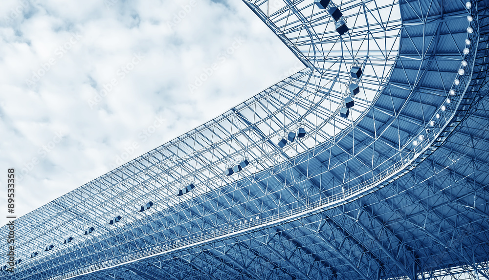 Construction of the stadium roof.