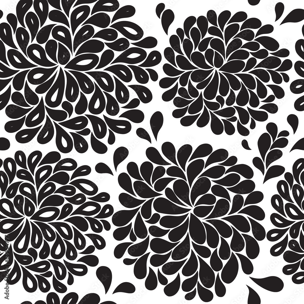 seamless floral pattern black and white. Vector illustration Stock