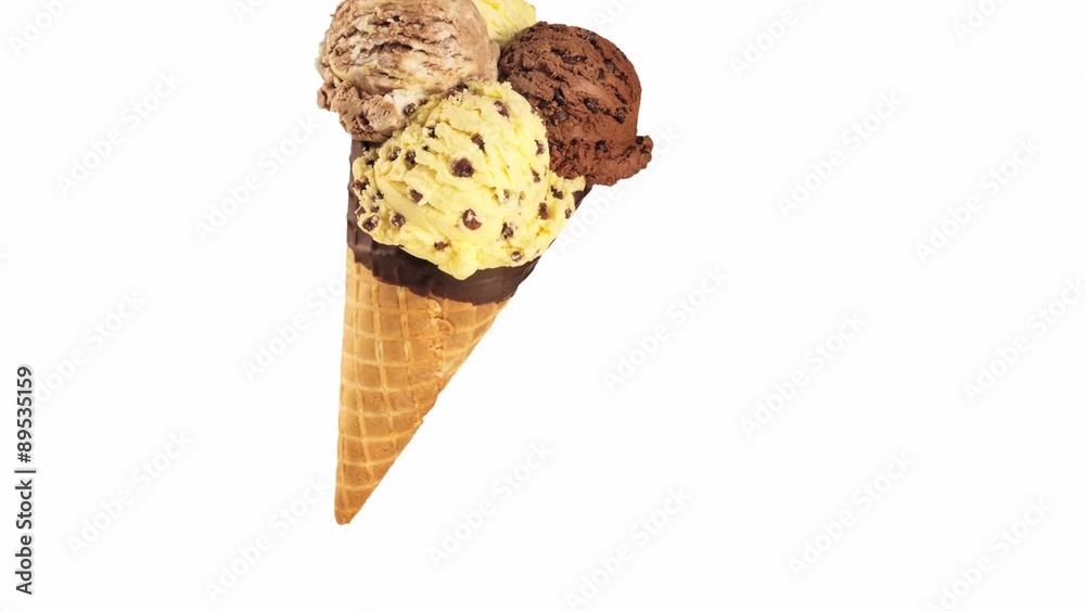 Ice cream cone with different sorts of ice cream Ice cream cone with different sorts of ice cream