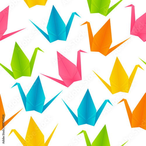Seamless pattern with origami cranes