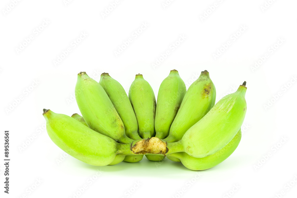 Green cultivated banana isolated on white background Green cultivated banana isolated on white background
