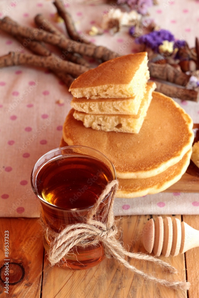 sweet pancake with honey of delicious.