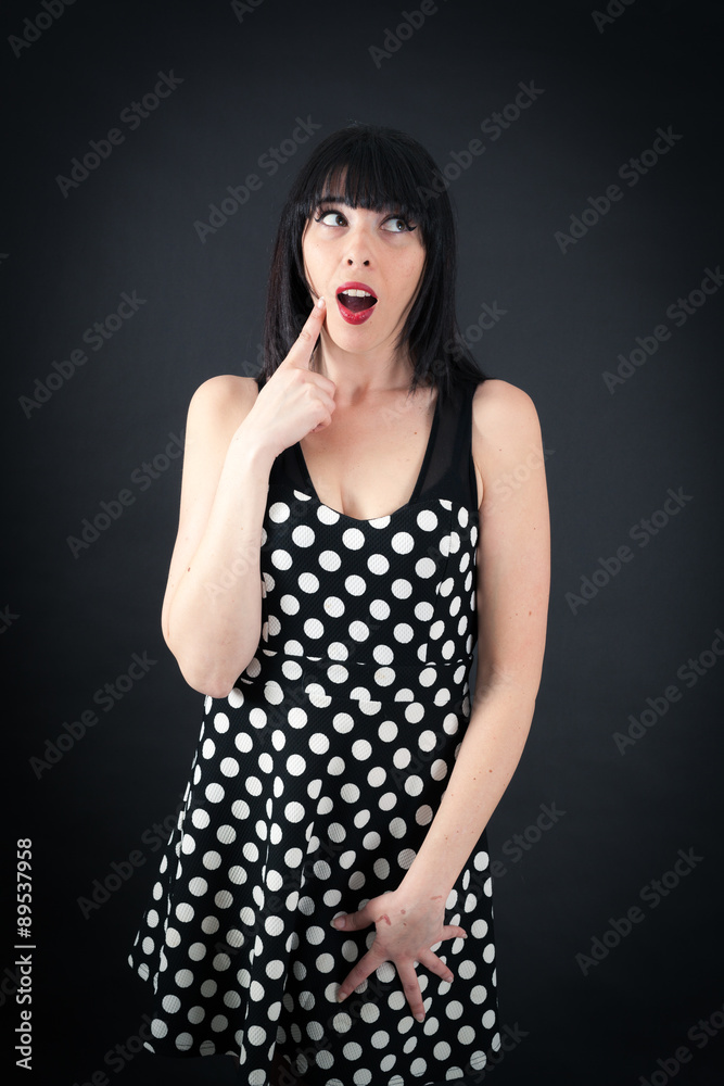 Beautiful woman doing different expressions in different sets of clothes: idea Beautiful woman doing different expressions in different sets of clothes: idea