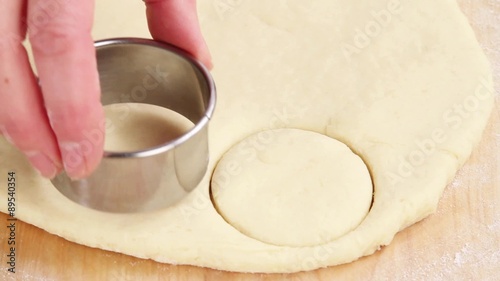 Pastry circles being cut out