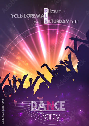 Dance Party Poster Background Template - Vector Illustration photo