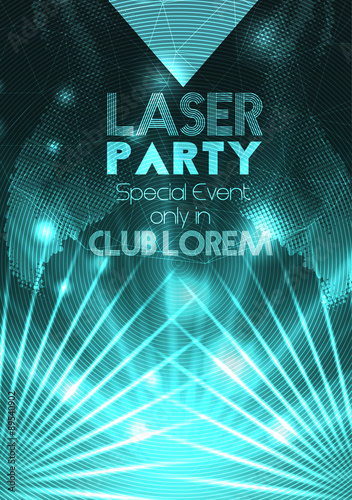 Laser Disco Party Poster Background Template - Vector Illustration