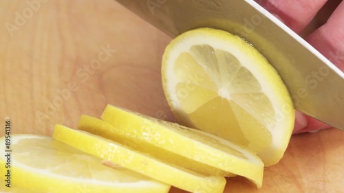 A lemon being sliced