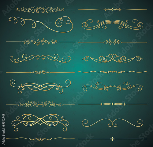 Vector Golden Luxury Glossy Vintage Dividers Collection