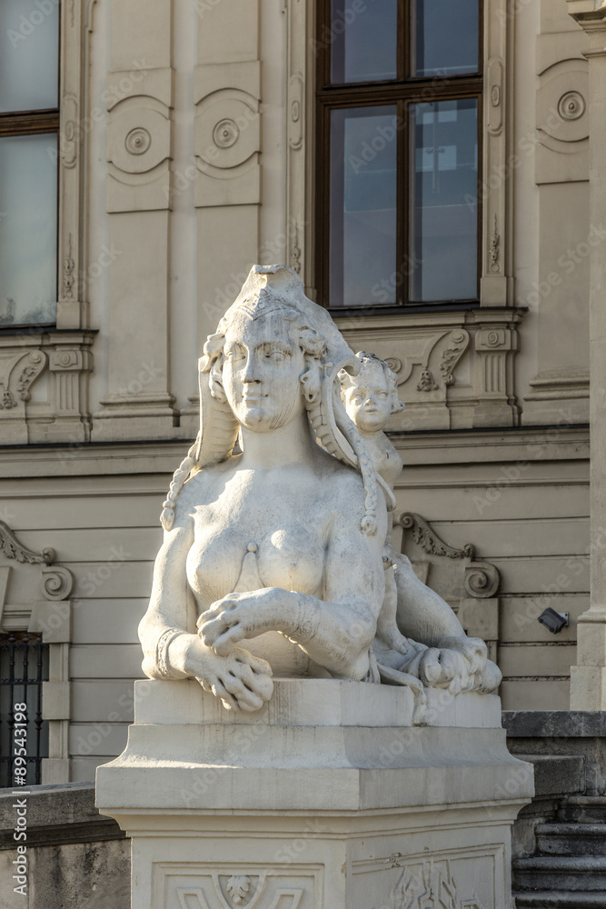 Sphinx sculpture at Belvedere Palace in summer, Vienna