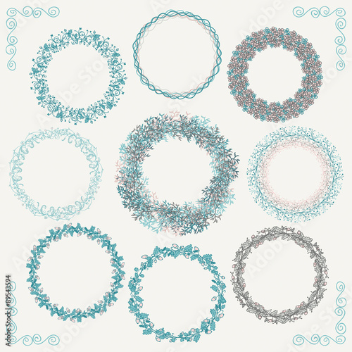 Colorful Hand Sketched Rustic Frames, Borders, Corners