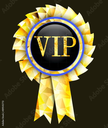 Golden badge with the inscription vip