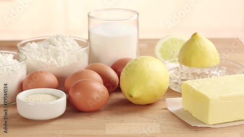 Ingredients for lemon cake photo