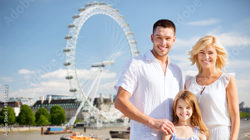 Photography happy family over london in summer