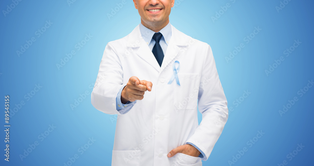 happy doctor with prostate cancer awareness ribbon happy doctor with prostate cancer awareness ribbon