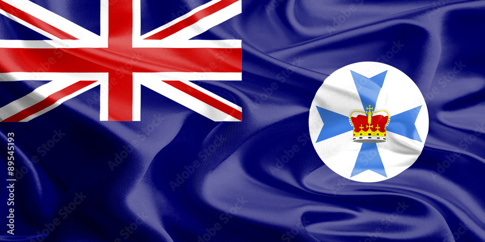 Australian State and Territory Flags: Waving Fabric Flag of Queensland ...