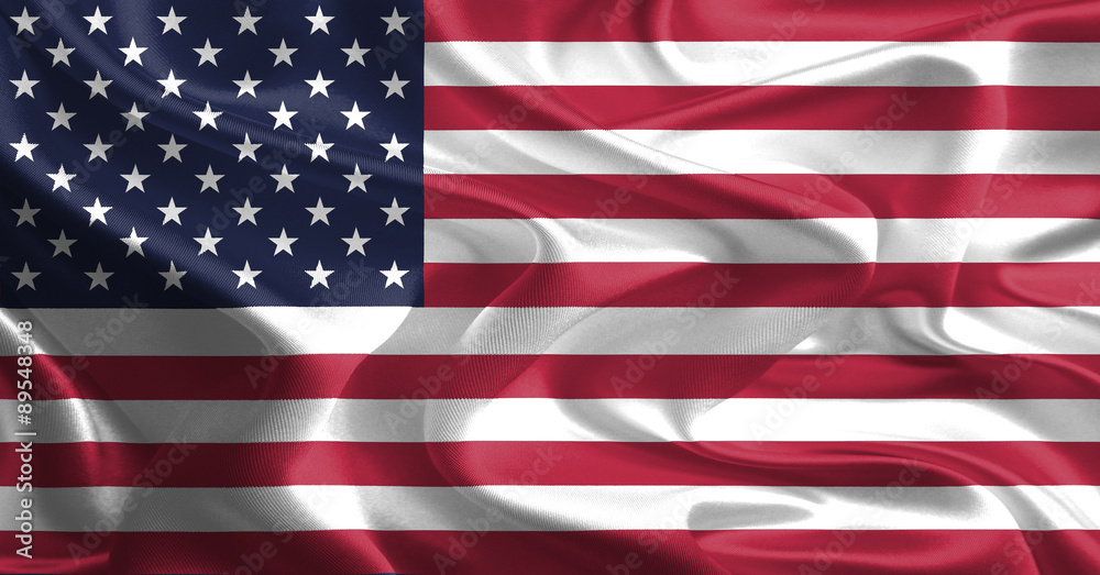 Obraz premium Waving Fabric Flag of United States of America, USA