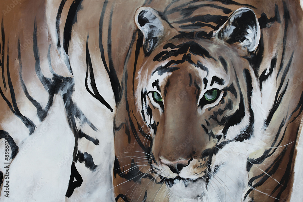 Tiger gemalt - obrazy, fototapety, plakaty 