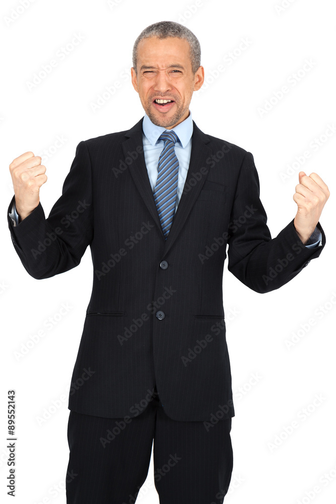 Handsome man doing different expressions in different sets of clothes: arms raised Handsome man doing different expressions in different sets of clothes: arms raised