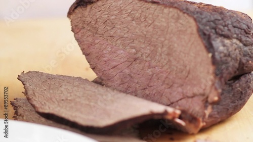 Beef pot roast being sliced