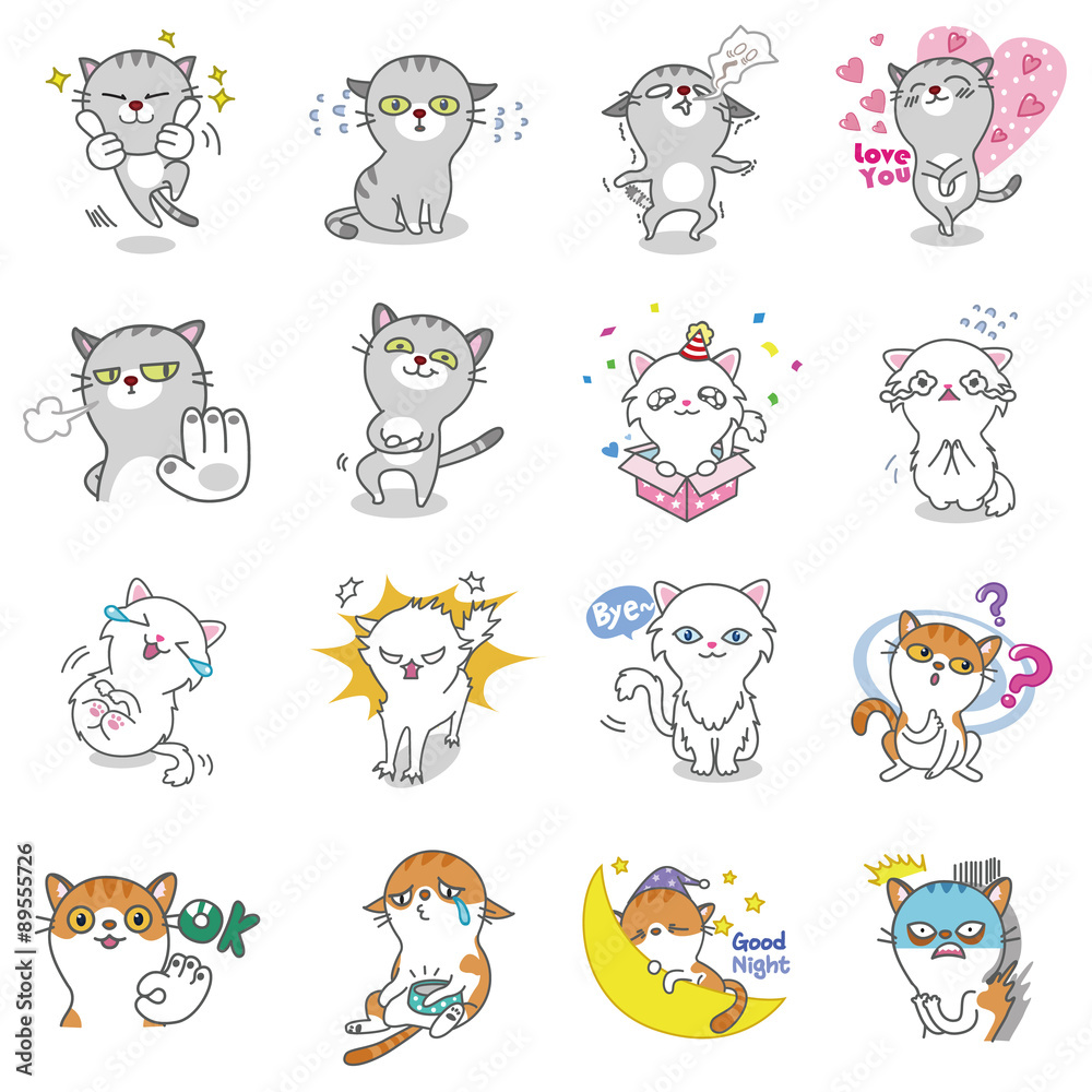Fototapeta premium Cat Vector Emoticons