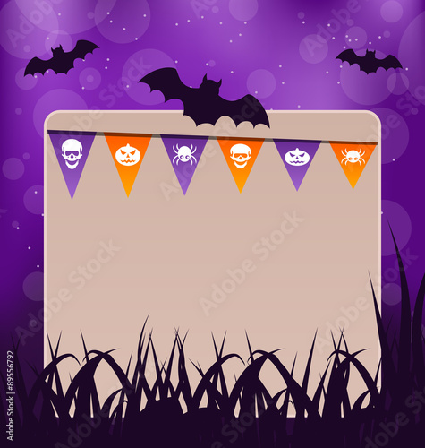 Halloween card with hanging flags