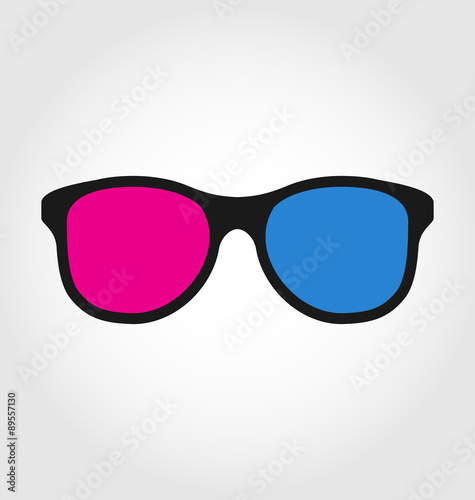 3d glasses red and blue on white background