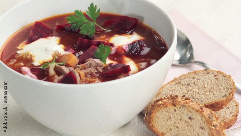 Borscht with beef and sour cream Borscht with beef and sour cream
