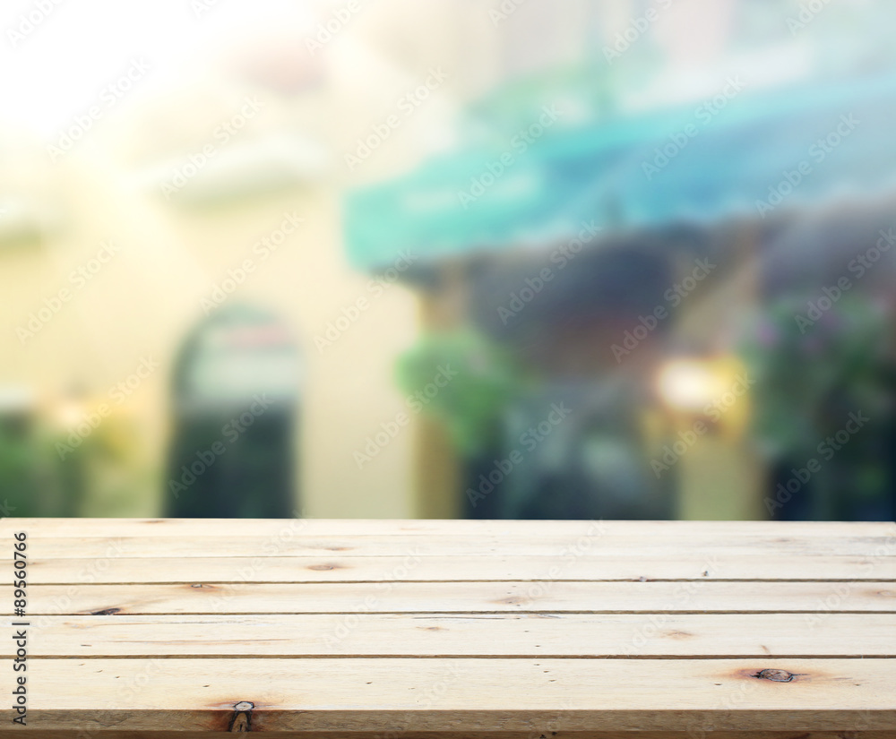 Table Top And Blur Building Background Table Top And Blur Building Background