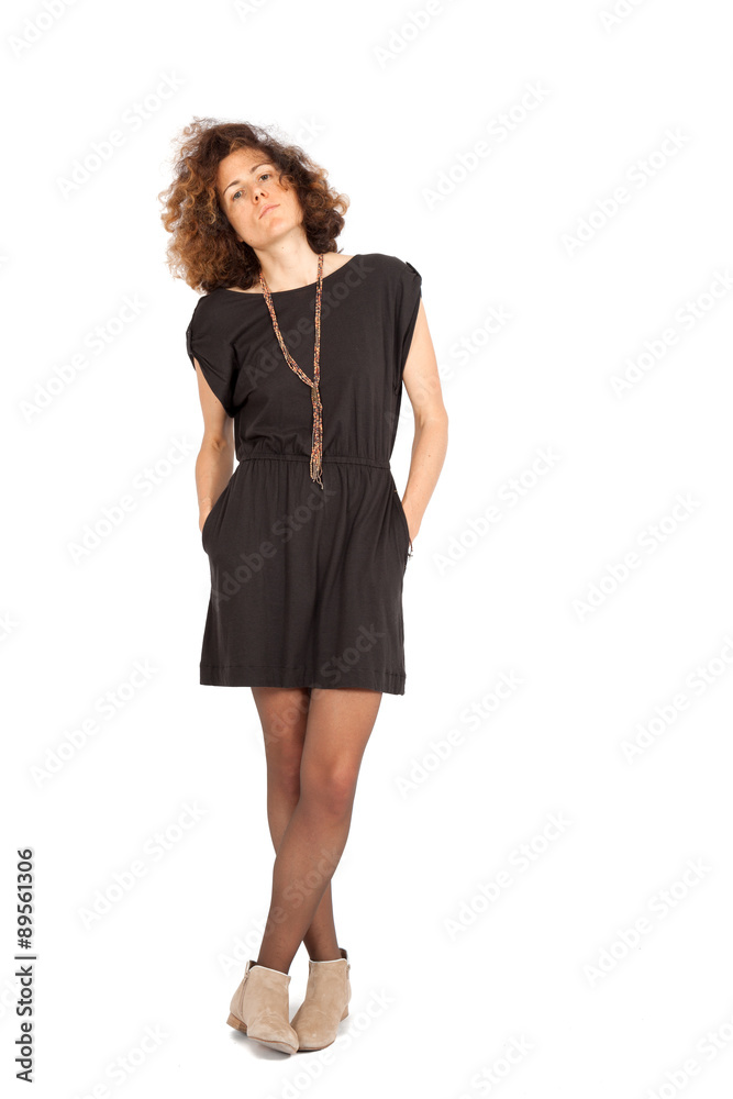 Beautiful woman doing different expressions in different sets of clothes: winking