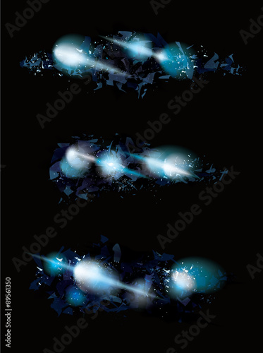 Blue ice shattered effect design set