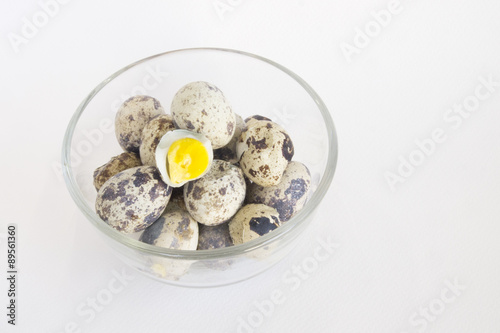 Boiled quail eggs in small box