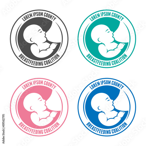 Breastfeeding coalition vector sign in various colors.