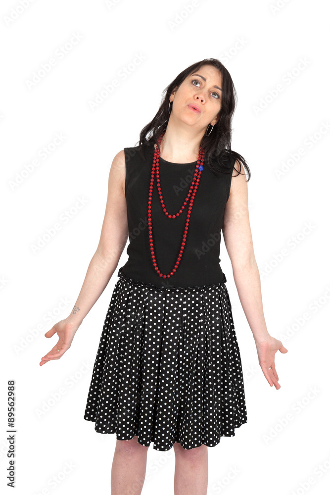 Beautiful woman doing different expressions in different sets of clothes: smile Beautiful woman doing different expressions in different sets of clothes: smile