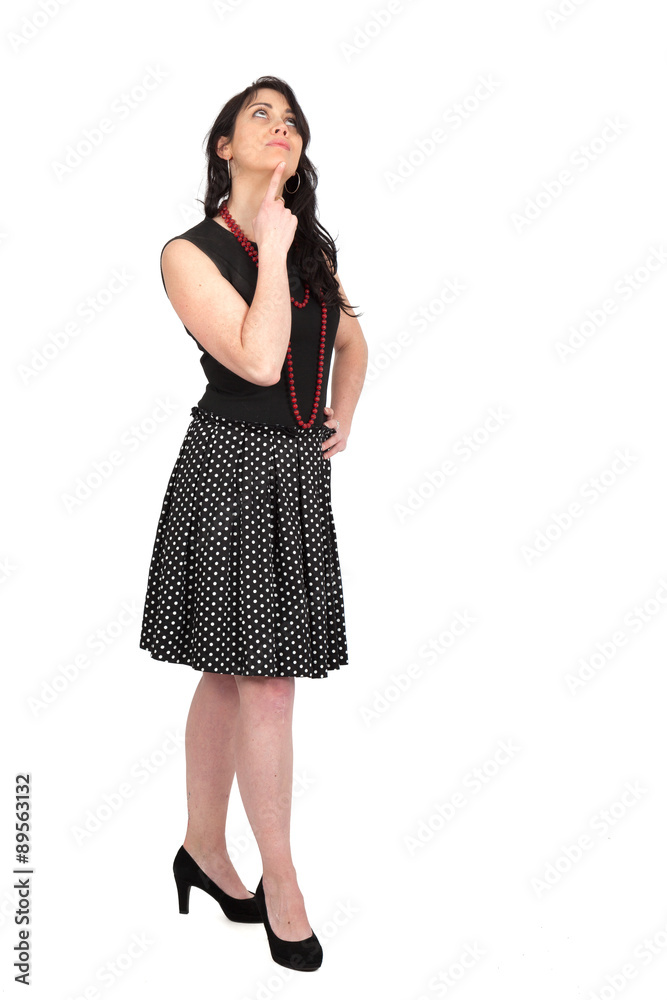 Beautiful woman doing different expressions in different sets of clothes: full length Beautiful woman doing different expressions in different sets of clothes: full length
