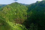 Overlooking a tall waterfall in Waimea Canyon State Park.